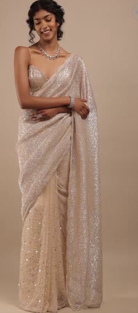 KALKI FASHION Embellished Sequins Shimmer Organza Saree  https://luxe.ajio.com/kalki-fashion-embellished-sequins-shimmer-organza-saree-/p/466871745_peach Shimmer Saree, Kalki Fashion, Organza Saree, Desi, Fashion Inspo, Saree, Quick Saves, Clothes, Design