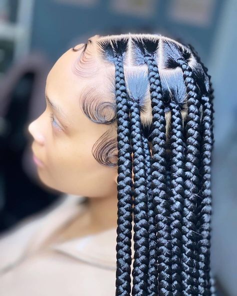 @naijahairstyles shared a photo on Instagram: “Big knotless braids 🤎 . . . Cc @jadeandjala . . . #braidinghairstyles #nigerianbraids #naijaBhairs #naijabriads #briadstyles…” • Nov 30, 2021 at 10:41am UTC Latest Braid Styles, Nigerian Braids, Large Knotless, Dread Locks, Braids Pictures, Afro Braids, Hair Clipart, Braiding Styles, Silver Hair Clip