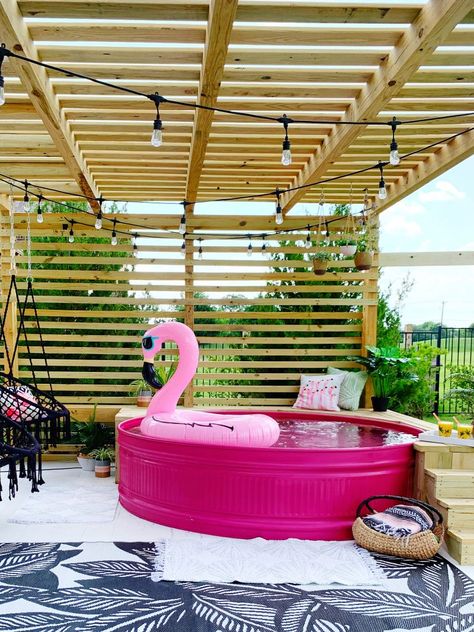 Tank Pool Ideas, Stock Tank Pool Ideas, Galvanized Stock Tank, Stock Tank Swimming Pool, Tank Swimming Pool, Summer Front Porch Ideas, Stock Pools, Yard Oasis, Diy Stock Tank