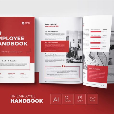 HR / Employee Handbook Template Design Magazine Template Employee Handbook Cover Design, Employee Handbook Design Layout, Handbook Design Layout, Handbook Cover Design, Employee Handbook Design, Magazine Ad Design, Handbook Design, Employee Handbook Template, Employee Handbook