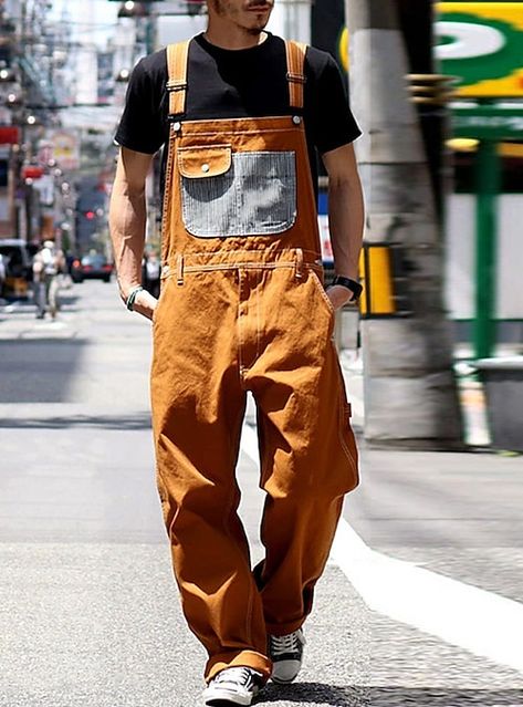 Jumpsuits For Men Street Styles, Spring Style Men Casual, Mens Overalls Outfits Aesthetic, Mens Artist Fashion, Bilersot Style, Fall Outfits Men Streetwear 2023, Funky Style Outfits Men, Fun Mens Fashion, Men’s Overalls