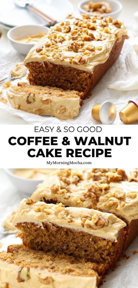 Best Coffee Cake Ever, Gluten Free Coffee And Walnut Cake, Coffee Cake With Coffee In It, Coffee Cake Moist, Maple Walnut Coffee Cake, Walnut And Coffee Cake, Coffee Walnut Loaf, Easy Walnut Cake, Coffee Bread Loaf