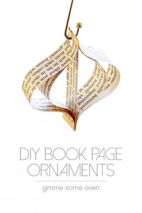 DIY (Easy!) Book Page Ornaments -- a step-by-step tutorial for cute ornaments that can be made in minutes! | gimmesomeoven.com #christmas Book Page Ornaments, Easy Wedding Diy, Book Christmas Tree, Cute Ornaments, Paper Decorations Diy, Old Book Crafts, Diy Christmas Garland, Paper Christmas Ornaments, Book Page Crafts