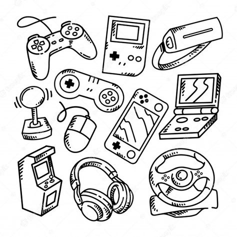 Gamer Doodles, Blitz Tattoo, Doodles Games, R6 Wallpaper, Gamer Tattoos, Vector Doodle, Flash Tattoo Designs, Doodle Tattoo, Gaming Tattoo