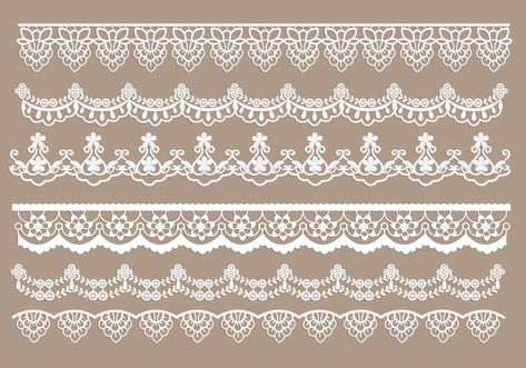 Lace Trim Vectors Butterfly Vector, Molduras Vintage, Lace Drawing, Lace Butterfly, Lace Painting, Geometric Lace, Border Embroidery Designs, Paper Lace, Border Embroidery