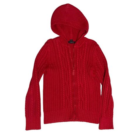 Red knit zip up Actually perfect #redzipup S/M - Depop Zip Up Hoodie, Zip Ups, Jumper, Cut Out, Knitting, Red, Color