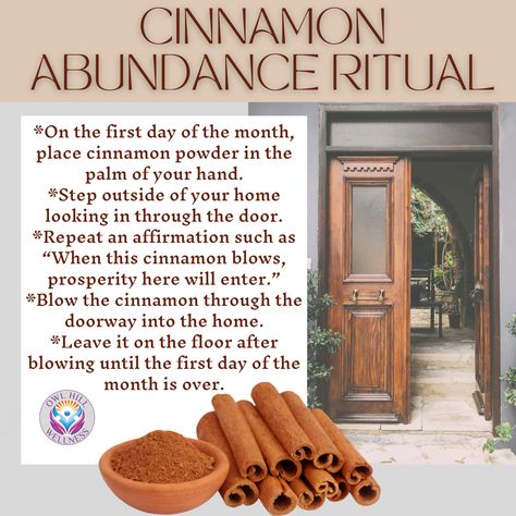 Cinnamon Abundance, Cinnamon Ritual, Abundance Ritual, Cinnamon Uses, Money Spells Magic, Wicca Recipes, Kitchen Witch Recipes, First Of The Month, House Cleansing