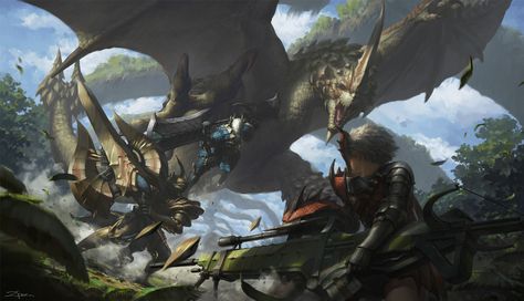 Monster Hunter Hunter, Pengzhen Zhang, Monster Hunter Fanart, Monster Hunter 4 Ultimate, Hunter Fanart, The Hunting Party, Monster Hunt, Monster Hunter Series, Hunter Art