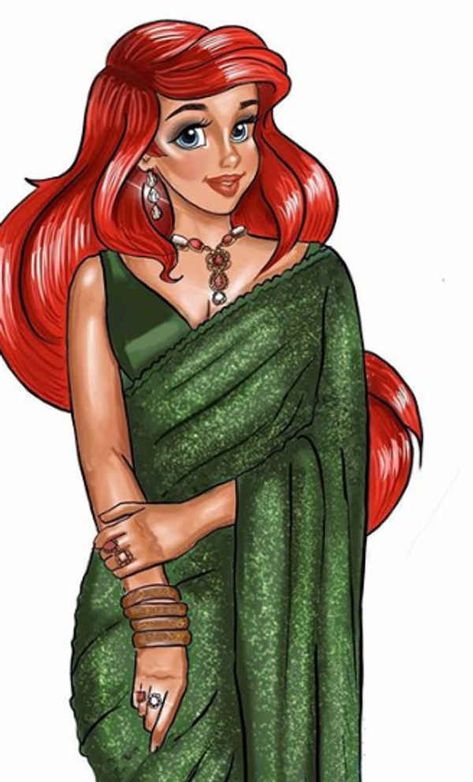 Seen Disney Princesses Dressed In Sabyasachi Sarees Yet? I POPxo | POPxo Indian Disney Princess, Alternative Disney Princesses, Sabyasachi Sarees, Disney Princess Outfits, Alternative Disney, Disney Fanart, Disney Princess Modern, Disney Princess Fashion, Being Loved