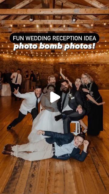 Green Wedding Shoes | Jen on Instagram: "💥PHOTO BOMB💥  We just LOVE this idea we spotted thanks to @kimkayephotography! Take a seat and have your guests jump in for a photo with you! This is SOOOO much fun and a lot less hectic than table jumping! — Not all your guests want their photos taken so this gives your friends and family the opportunity for a photo if they want it!  It’s quick, easy and the more your guests get into it, the funnier it gets and we all cry laugh 😂  👉🏼 Save this for your wedding (or next party!) and share this with a friend who is getting married!  reel + photos thanks to @kimkayephotography  #weddingideas #weddinginspo #weddingreception #weddingtrend #weddingphotos" Wedding Guest Photo Ideas, Wedding Group Photo Ideas, Wedding Guest Pictures, Wedding Guest Photos, Wedding Photo Table, Wedding Guests Photos, 2026 Wedding, Wedding Group Photos, 200k Views