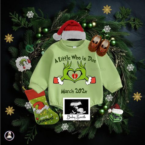 Grinch Baby Reveal, Grinch Pregnancy Announcement, Grinch Baby Announcement, Grinch Baby, Pregnancy Chart, Christmas Pregnancy Reveal, Baby Surprise Announcement, Unique Pregnancy Announcement, Baby Pregnancy Announcement