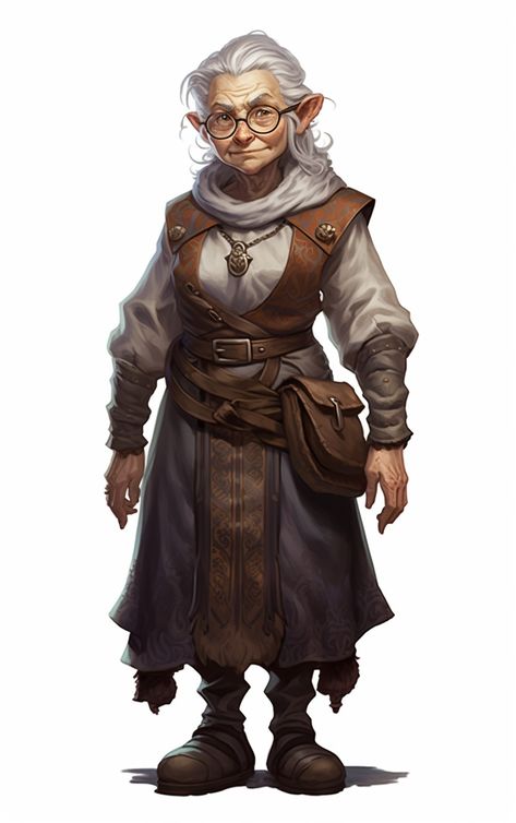 Dnd Merchant, Black Dnd Characters, Gnome Character Art, D&d Npc, Old Adventurer, Halfling Female, Pandaren Monk, Dnd Halfling, Gnome Dnd