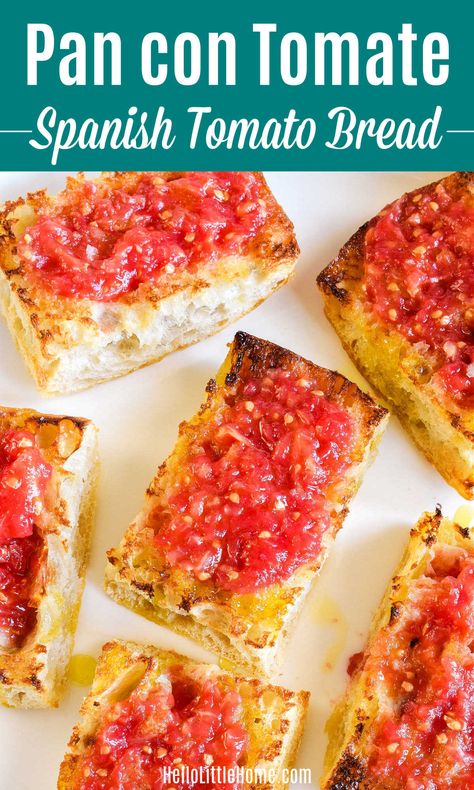 Spanish Tomato Bread, Pan Con Tomate Recipe, Sandwich Buffet, Easy Spanish Recipes, Tomato Toast, Vegetarian Sandwich Recipes, Tapas Party, Spanish Appetizers, Olive Oil Bread