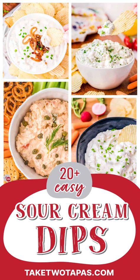 Best Sour Cream Dips (20+ Recipes) Take Two Tapas Sour Cream Chip Dip, Easy Chip Dip, Sour Cream Dip Recipes, Best Chip Dip, Cucumber Dip Recipe, Sour Cream Dipping Sauce, French Onion Dip Recipe, Mexican Sour Cream, Chip Dip Recipes