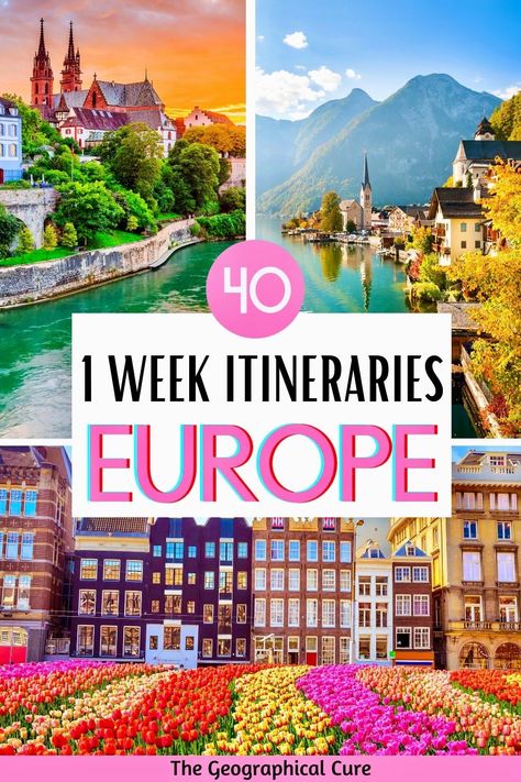 Pinterest pin for 40+ One Week In Europe Itineraries Nature, One Week In Europe, Europe Places To Visit, Things To Do In Europe, Europe Places, Travel Malta, Travel Holland, Europe Itinerary, European Itineraries