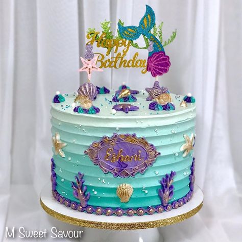 3 Tier Mermaid Birthday Cake, One Tier Mermaid Birthday Cake, Black Little Mermaid Cake, Purrmaid Cake, Purple And Blue Mermaid Cake, Mermaid Publix Cake, Little Mermaid Cakes, Mermaid Cakes, Girl Cakes