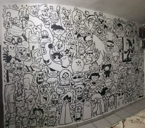 Gamer Mural Wall, Doodle Wall Painting, Drawings For Wall, Alleyway Art, Bedroom Art Painting, Ideas Para Cuarto, Doodle Wall, Mens Bedroom Decor, Studio Tattoo