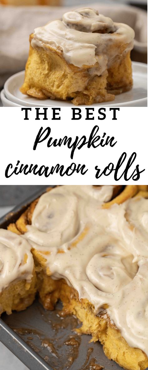 The Best Fluffy and Soft Pumpkin Cinnamon Rolls - Lifestyle of a Foodie Cinnamon Roll Glaze, Cinnamon Roll Frosting, Lifestyle Of A Foodie, Cinnamon Roll Icing, Cinnamon Roll Dough, Pumpkin Ice Cream, Best Cinnamon Rolls, Easy Autumn Recipes, Pumpkin Cinnamon Rolls