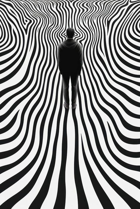 Mind bending flat line illusion illustration of a human silhouette abstract walking. | premium image by rawpixel.com / MEANISM Illusion Aesthetic, Illusion Illustration, Line Illusion, Abstract Silhouette, Acid Art, Trippy Visuals, White Backgrounds, Nice Pic, Black And White Background