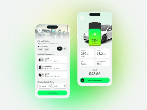 Ev Charging App | Station Details & Charging Screen by Usarion Ev Charging App, Charge Station, Station Map, Mobile App Design Inspiration, Ev Charging Stations, Ev Charging, App Design Inspiration, Mobile App Design, Screen Design