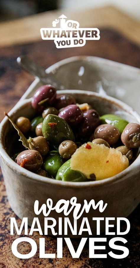 Warm Marinated Olives Citrus Olives, Warm Marinated Olives, Warm Olives, French Appetizers, Mediterranean Dining, Popular Desserts Recipes, Fresh Olives, Most Popular Desserts, Marinated Olives