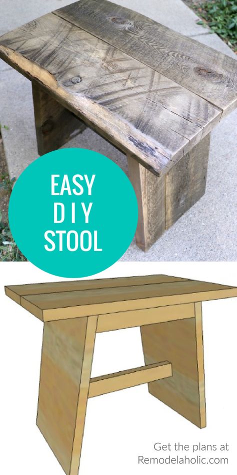 Build a DIY wooden stool to use as a step stool, foot stool or ottoman, or plant stand. Get the easy woodworking plans from MyLove2Create on Remodelaholic. #easywoodworking #DIYstepstool #weekendproject Stool Diy Ideas, Diy Wooden Stool, Foot Stools Diy, Small Stool Diy, Diy Stools Wooden, Rustic Stool Diy, Easy Diy Step Stool, Diy Stools Wooden Easy, Wood Step Stool Plans