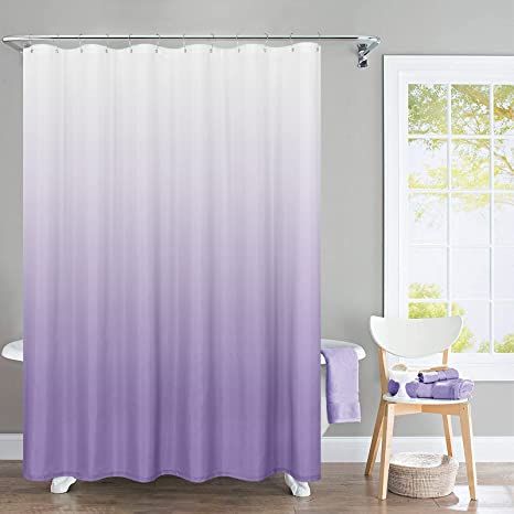 AmazonSmile: JINCHAN Ombre Shower Curtain Lilac for Bathroom Waterproof Gradual Color Design Fabric Shower Curtain Hooks Included with Rings 72 inch Long One Panel : Home & Kitchen Room Darkening Window Treatments, Ombre Shower Curtain, Purple Shower Curtain, Insulated Drapes, Cute Shower Curtains, Pink Shower Curtains, Pink Showers, Bathtub Decor, Stall Shower Curtain