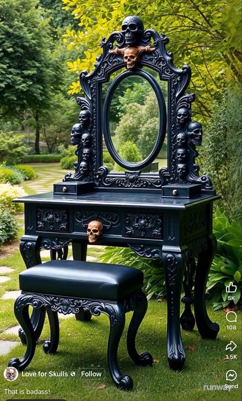 Gothic Vanity, Gothic Furniture Diy, Gothic Cottage, Goth Vampire, Gothic Furniture, Dark Home Decor, Goth Home, Goth Home Decor, Dark Home