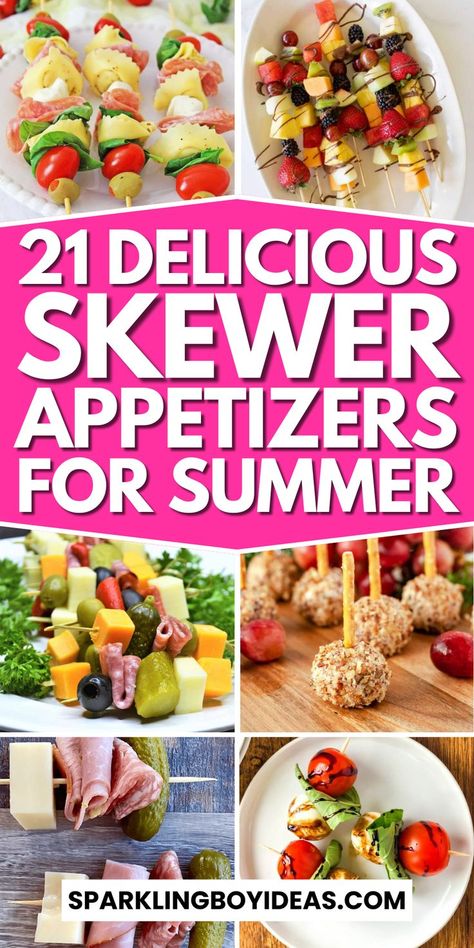 Skewer appetizers are perfect for any gathering. Discover easy skewer recipes, including party skewers, finger food skewers, and BBQ skewer ideas. Try healthy skewer appetizer recipes like veggie skewers and fruit skewers. Enjoy meat skewers, cheese skewers, and seafood skewers. These grilled skewer recipes are ideal for summer appetizers and holiday parties. Find quick skewer recipes, gourmet skewer appetizers, and skewer snacks for kids. These skewer appetizer ideas will impress your guests. Fruit And Cheese Skewers Appetizer Ideas, Easy Fruit Skewers Party Ideas, Cheese Olive Skewers, Appetizer Skewer Ideas, Salad On A Stick Appetizers Skewers, Skewered Appetizers Appetizer Ideas, Club Sandwich Skewers, Kabob Ideas Appetizers, Meat And Cheese Kabobs Appetizers