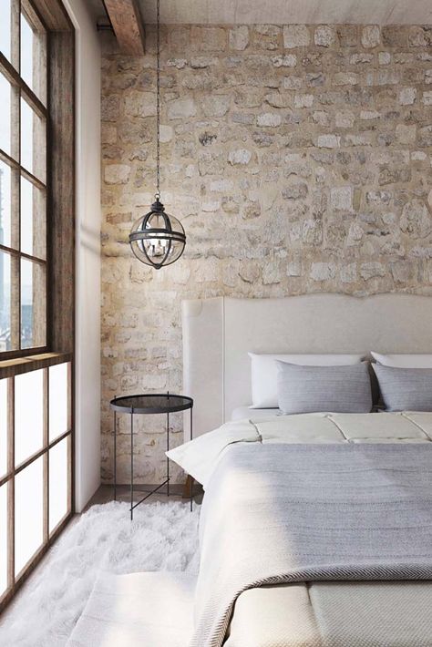 35 Best Interior Stone Wall Ideas To Add Style To Your Home Bedroom Wall Texture, Wall Texture Ideas, Modern Loft Apartment, Texture Ideas, Stone Walls Interior, Stone Accent Walls, Stone Wall Art, Loft Interior Design, Natural Stone Wall