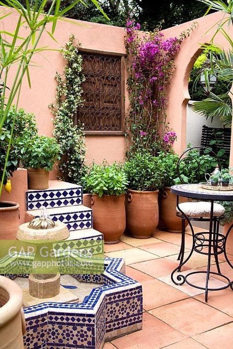 Restaurant Courtyard, Moroccan Patio, Small Courtyard Garden, Spanish Patio, Basement Garden, Moroccan Courtyard, Mediterranean Patio, Moroccan Garden, Mediterranean Garden Design