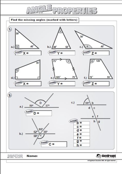 Our Maths Worksheets are a great addition to your lessons as handouts or homework. Here is Angle Properties which is free to download at www.daydreameducation.co.uk Angle Properties, Angles Worksheet 3rd Grade, Angles Worksheet For Grade 5, Angles Worksheet Grade 7, Temperature Conversion Chart, Conversion Chart Printable, Proportions Worksheet, Triangles Activities, Kindergarten Geometry