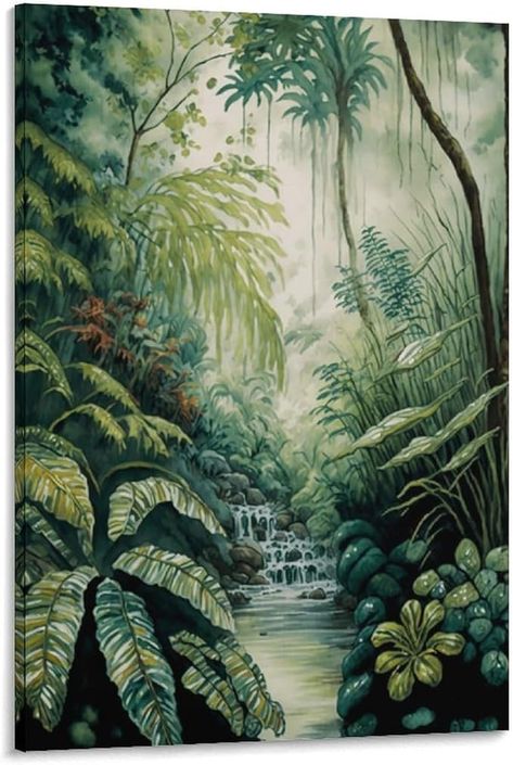 Amazon.com: LohxA Watercolour Rainforest Painting Watercolour Tropical Forest Wall Art for Home Forest Poster - Print Canvas Wall Art Print Poster For Home School Office Decor 12x18inch(30x45cm): Posters & Prints Rainforest Painting, School Office Decor, Home Forest, Forest Poster, Forest Wall, Casa Exterior, Tropical Forest, Forest Wall Art, Tree Drawing