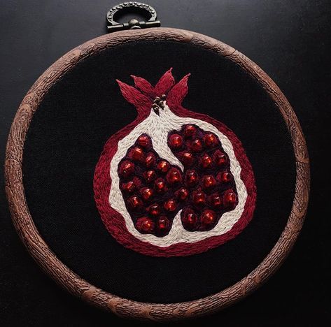 Persephone And Demeter, Pomegranate Tree, Medieval Embroidery, Pomegranate Fruit, The Garden Of Eden, Embroidery Neck Designs, Missing Her, Beaded Jewelry Tutorials, St Vincent