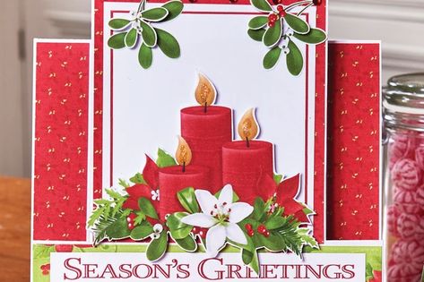 Center Step Cards, Christmas Crafts Diy Projects, Stepper Cards, Step Card, Candle Topper, Baby Quilt Patterns, Beautiful Christmas Cards, Step Cards, Cardmaking And Papercraft