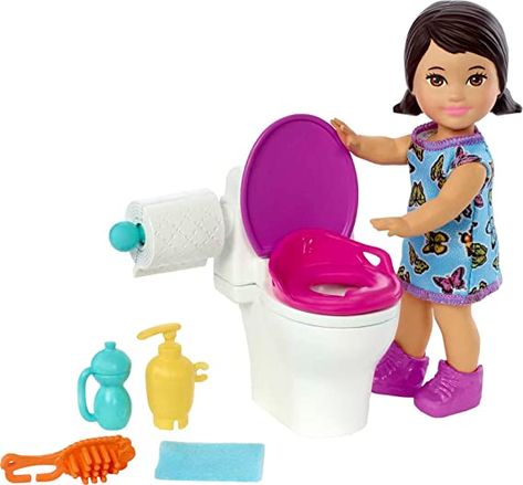 Amazon.com: Barbie Skipper Babysitters Inc Doll & Accessories Set with Brunette Doll in Butterfly Dress, Potty & Bathroom-Themed Pieces : Toys & Games Barbie Bebe, Barbie Camper, Barbie Chelsea Doll, Accessoires Barbie, Barbie Kids, 12 Birthday, Barbie Gifts, Baby Barbie, Barbie Doll Set