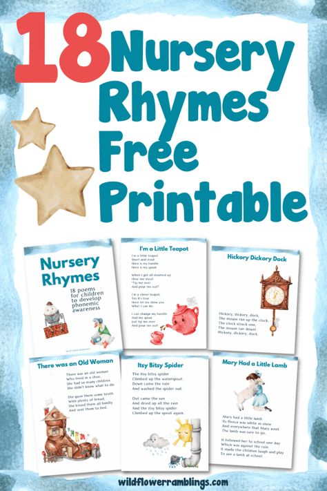 Preschool Nursery Rhyme Activities, Nursery Rhymes Printables, Free Nursery Rhymes, Nursery Rhymes Toddlers, Nursery Rhymes Preschool Crafts, Nursery Ryhmes, Nursery Rhyme Art, Rhyming Preschool, Nursery Rhyme Crafts