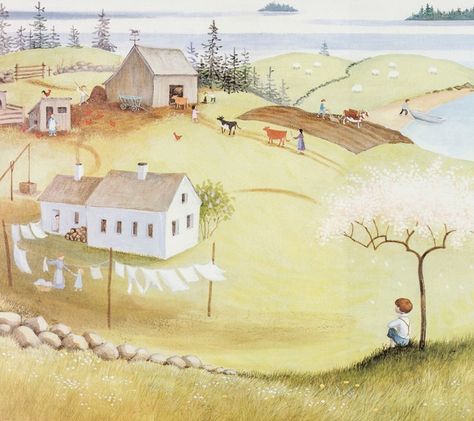 Barbara Cooney, Bowdoin College, Island Pictures, Book Artwork, Art Corner, Farm Scene, American Folk Art, Tole Painting, Naive Art