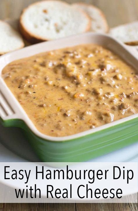 Hamburger Cheese Dips, Dinner For Two Easy, Velveeta Dip, Hamburger Dip, Cheese Dip Crock Pot, Chip Dip Recipes, Nachos Cheese Dip, Beef Dip, Dip Easy