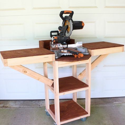 Mobile Miter Saw Station, Diy Miter Saw Stand, Miter Saw Station, Easy Garage Storage, Miter Saw Stand, Saw Station, Mitre Saw Station, Workbench Designs, Mitre Saw Stand