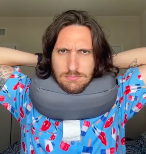 Pillow Hacks, Weird Look, Neck Pillow Travel, Neck Pillow, You've Been, Travel Pillow, A Man, Flight, The Sun