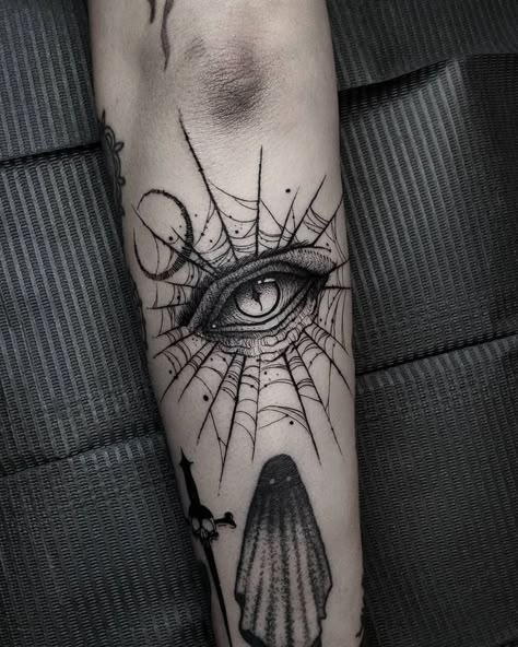 Seeing Eye Tattoo, All Seeing Eye Tattoo, Feminine Tattoo Sleeves, Wrist Tattoos For Guys, Scary Tattoos, Elbow Tattoos, Metal Tattoo, Creepy Tattoos, Greek Tattoos