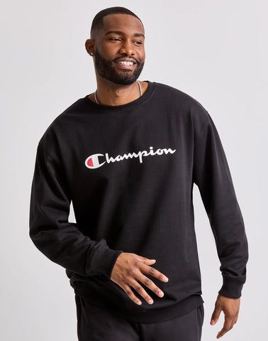 The search for the perfect crew ends with this Powerblend® Big and Tall Crewneck Sweatshirt... Mens Crewneck Sweatshirt, Kids Styles, Warming Up, Script Logo, Logo Black, Classic Logo, Crew Sweatshirts, Mens Big And Tall, Big & Tall