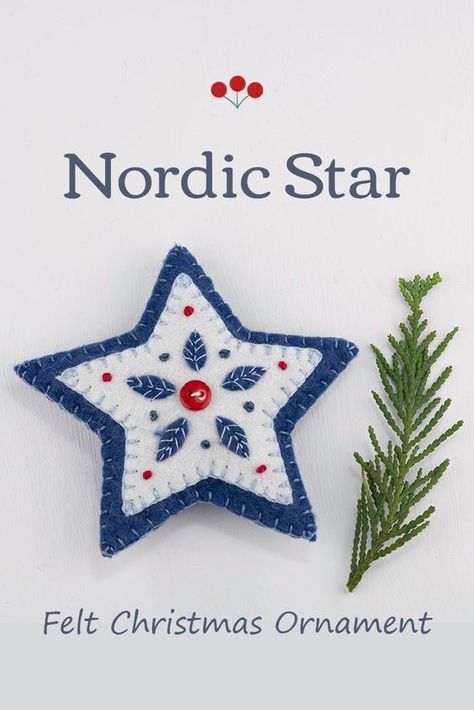 Norwegian Felt Ornaments, Nordic Felt Ornaments, Nordic Christmas Ornaments Diy, Swedish Felt Ornaments, Simple Felt Ornaments Diy, Star Felt Ornament, Felt Star Ornaments, Diy Felt Christmas Decorations, Felt Christmas Ornaments Diy