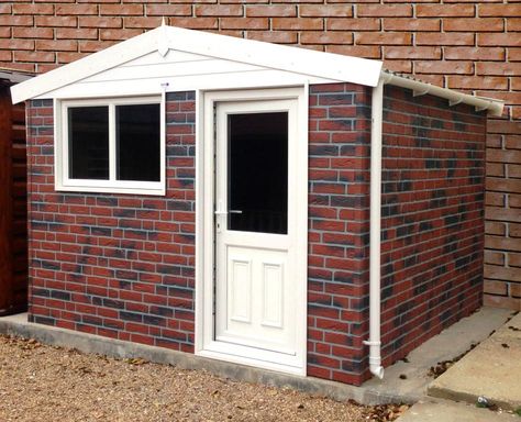 Concrete Shed, Building A Shed Base, Brick Shed, Concrete Sheds, Concrete Garages, Brick Siding, Apex Roof, Outdoor Toilet, Concrete Buildings