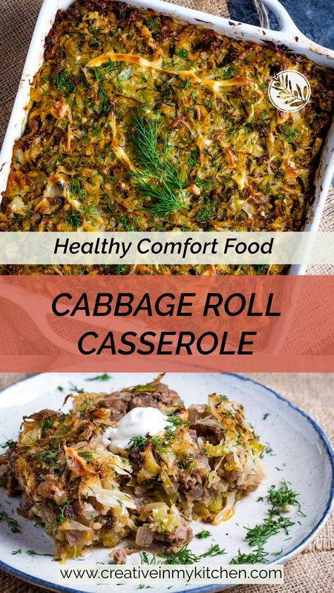 When you’re in the mood for something hearty and flavorful but short on time, this Romanian-style cabbage roll casserole is a perfect choice. Inspired by the traditional Transylvanian ‘Varza a la Cluj,’ this dish offers all the rich and comforting flavors of classic cabbage rolls, without the time-consuming rolling process. It’s an ideal meal for any day of the week, whether you’re looking for a satisfying family dinner or a delicious way to impress guests. Cabbage Casserole Recipes, Cabbage Roll Casserole, Cabbage Head, Cabbage Roll, Fermented Cabbage, Cabbage Casserole, Cabbage Rolls, Healthy Comfort Food, Smoked Sausage