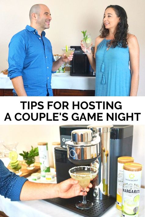 (#AD) Content for 21+. Please enjoy responsibly. Best tips for a fun couple’s game night with the new Drinkworks® Home Bar by Keurig® and find out how to save $50 on your Drinkworks Home Bar! Lots of game ideas for couples, appetizer ideas and tips for effortless entertaining. #Drinkworks_Partner Cocktail Bar Set, Fun Couple Games, Soccer Snacks, Couples Game Night, Game Night Parties, Rum Cocktail Recipes, Vodka Lemonade, Night Couple, Drink Recipes Nonalcoholic