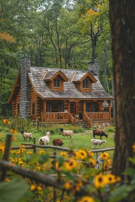 Woods Cabin, Country Vibe, Rustic Homes, Fantasy Village, Log Cabin Rustic, Cozy Cabins, Dream Life House, Cottage Farm, Fairytale Cottage