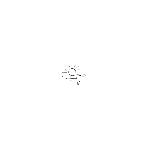 Sea Sunset Tattoo Minimalist, Small Lake Tattoo Ideas, Minimalistic Sunset Tattoo, Seaside Tattoo Ideas, Sunset Line Tattoo, Cyprus Tattoo Ideas, Beach Small Tattoos, Ocean Line Tattoo, Sun Water Tattoo