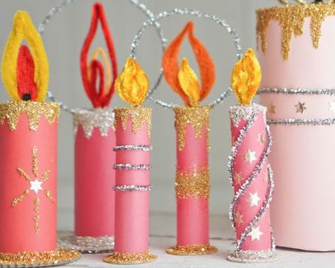 Retro Paper Christmas Candles made from Cardboard Tubes and Paper Roll – Smile Mercantile Craft Co. Vintage Christmas Decor Ideas, Retro Paper, Vintage Christmas Decor, Cardboard Tubes, Paper Christmas, 3d Christmas, Paper Rolls, Noel Christmas, Christmas Decor Ideas